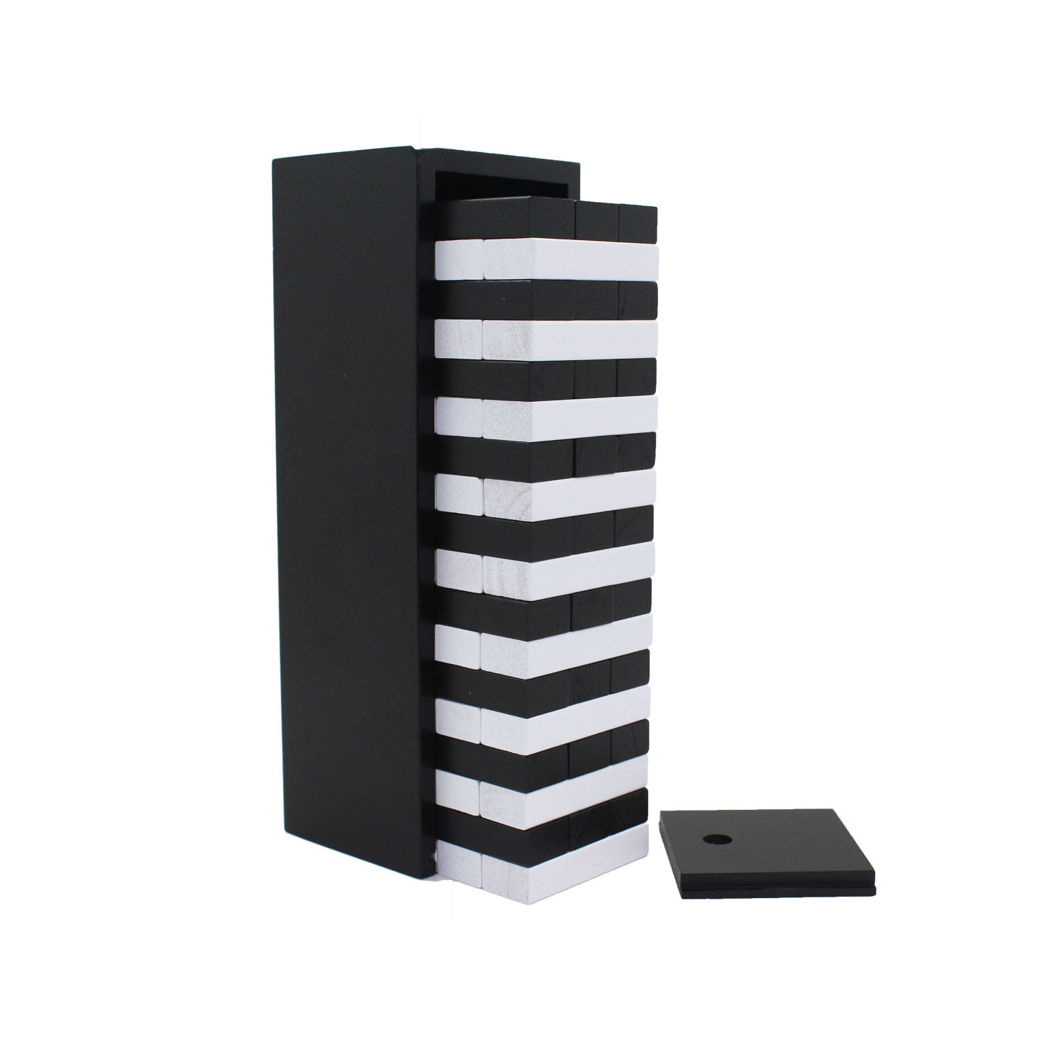 Black and white Wooden Stacking Tumble Tower Blocks Games Boys Girls 54 Pieces for Kids Family Party.