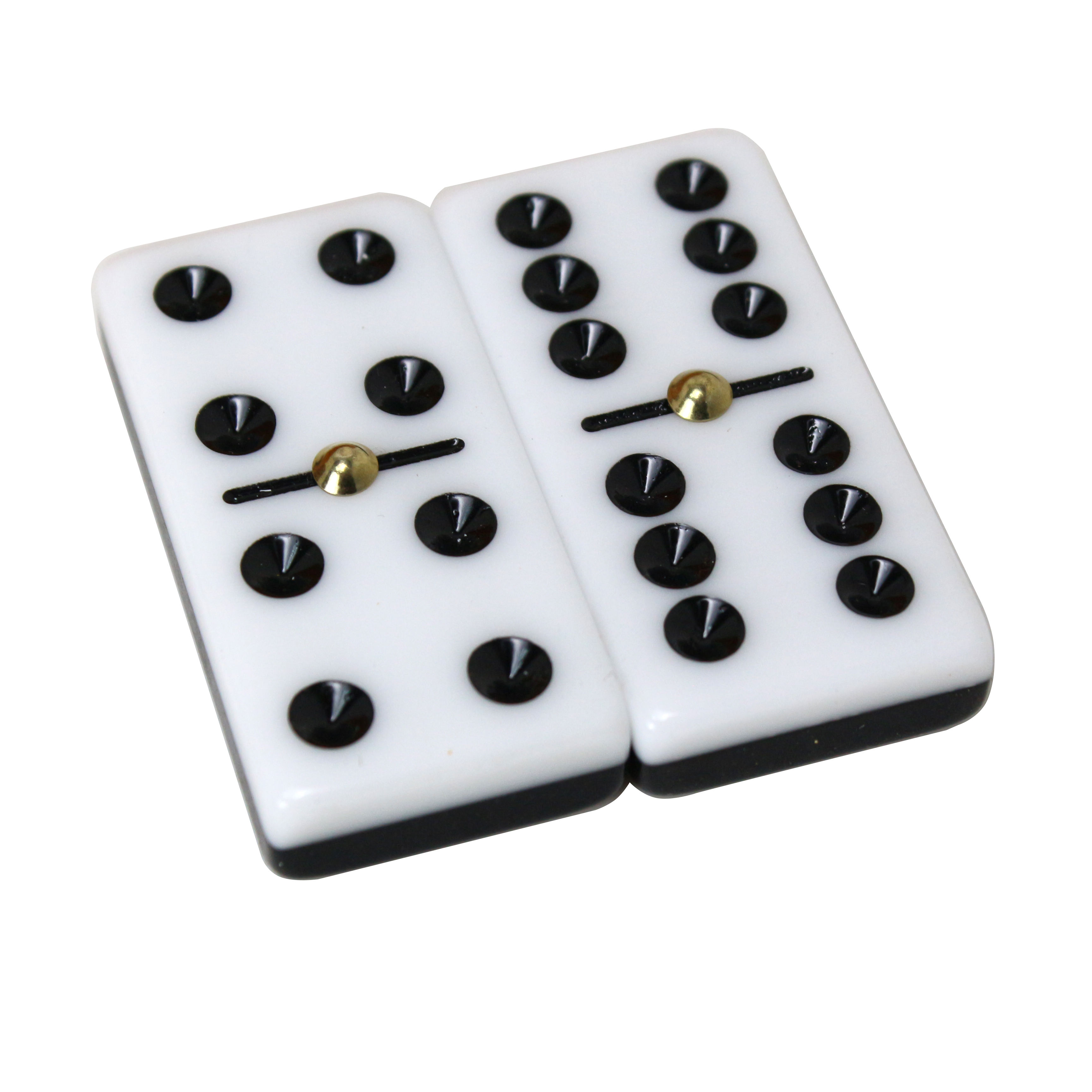 Acrylic and Mixture Deluxe Dominoes Double six Professional Dominos with Wooden Storage Case Classic Black and White Tiles