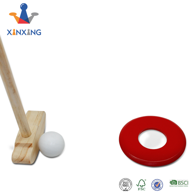 Children Kids Wooden Game Mini Golf Course Toy Set W/ Clubs, Balls, Holes, Obstacles, And Carry Bag