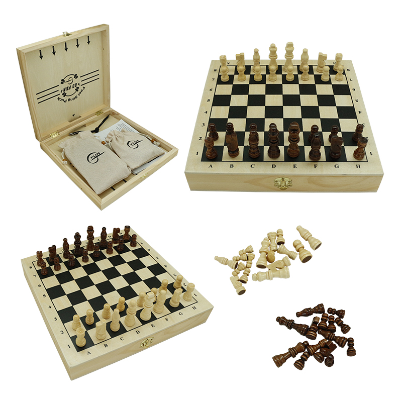 Amazon Hot Sells 4 in 1 Multi Function Game Set Wooden Folding Board Game Custom Fast Sling Puck Game Chess Checkers Nine Men's Morris for Kids Education Toys