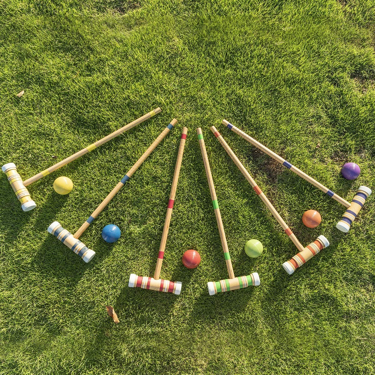 Six-Player Croquet Set with Wooden Mallets, Colored Balls, Sturdy Carrying Bag for Adults &Kids, Perfect for Lawn,Backyard,Park And More.