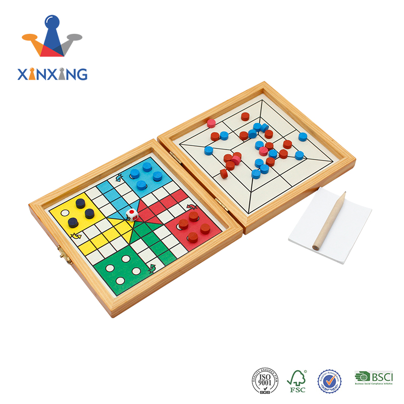 5 in 1 Fast Sling Puck Game Set Multi Function Wooden Winner Board Game Fast Sling Shot Game Chess Checkers Backgammon Nine Men's Morris for Kids Educational Toys