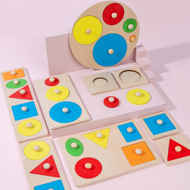 Wooden Shape Puzzle Educational Learning Shapes PegToys for 3+ Years Old Preschool Montessori Toy