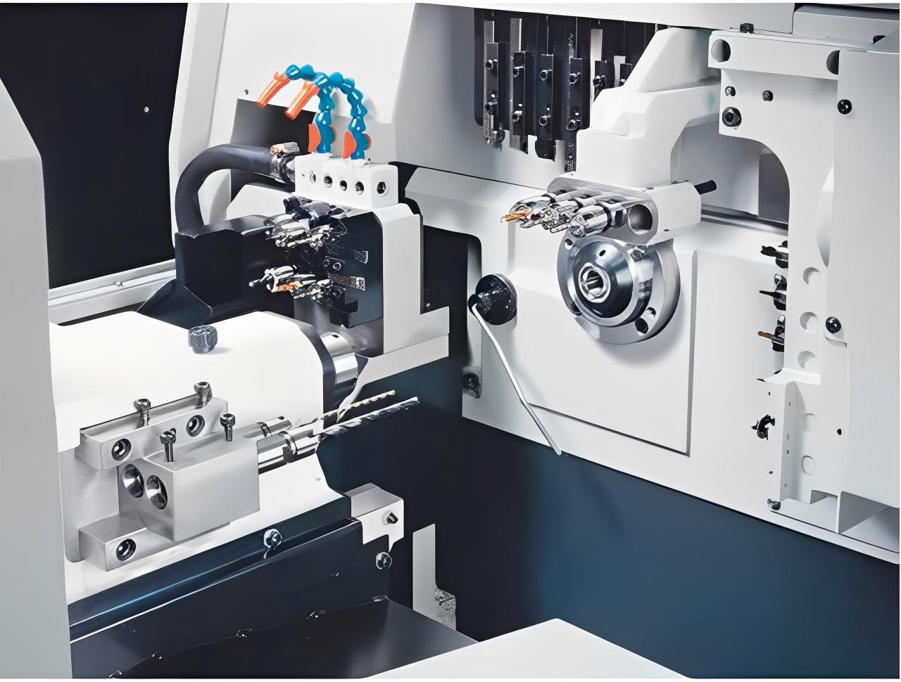 Alat pelarik CNC jenis Swiss di dalam