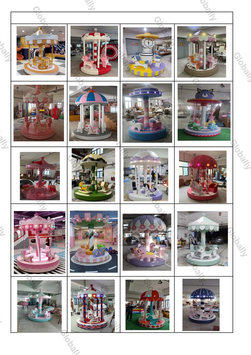 Tround Horse Merry Go Round Soft Play Ride Attrazione per bambini indoor