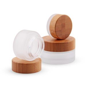 30ml 50ml 100ml Glass Jar Cosmetics Packaging Bamboo Lid Face Cream Container Glass Cream Jar with Bamboo Cap