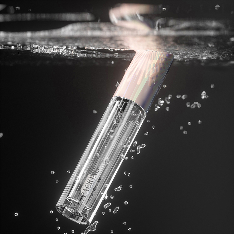 Tubos de brillo de labios negros de envase transparente de forma redonda de empaquetado cosmético con logotipo personalizado de varitas Petg