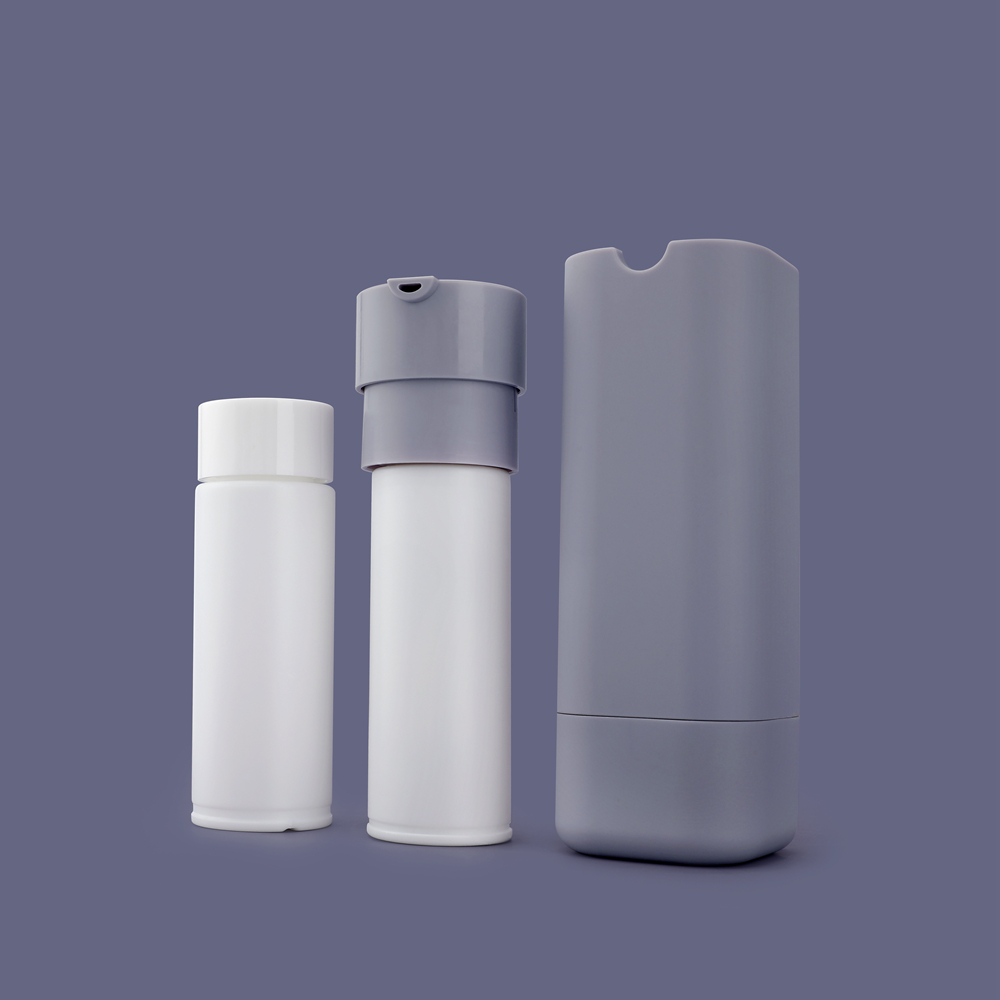 Botellas de loción de plástico de esquina redonda de forma cuadrada giratoria de ABS con interior reemplazable, botellas de loción personalizadas únicas
