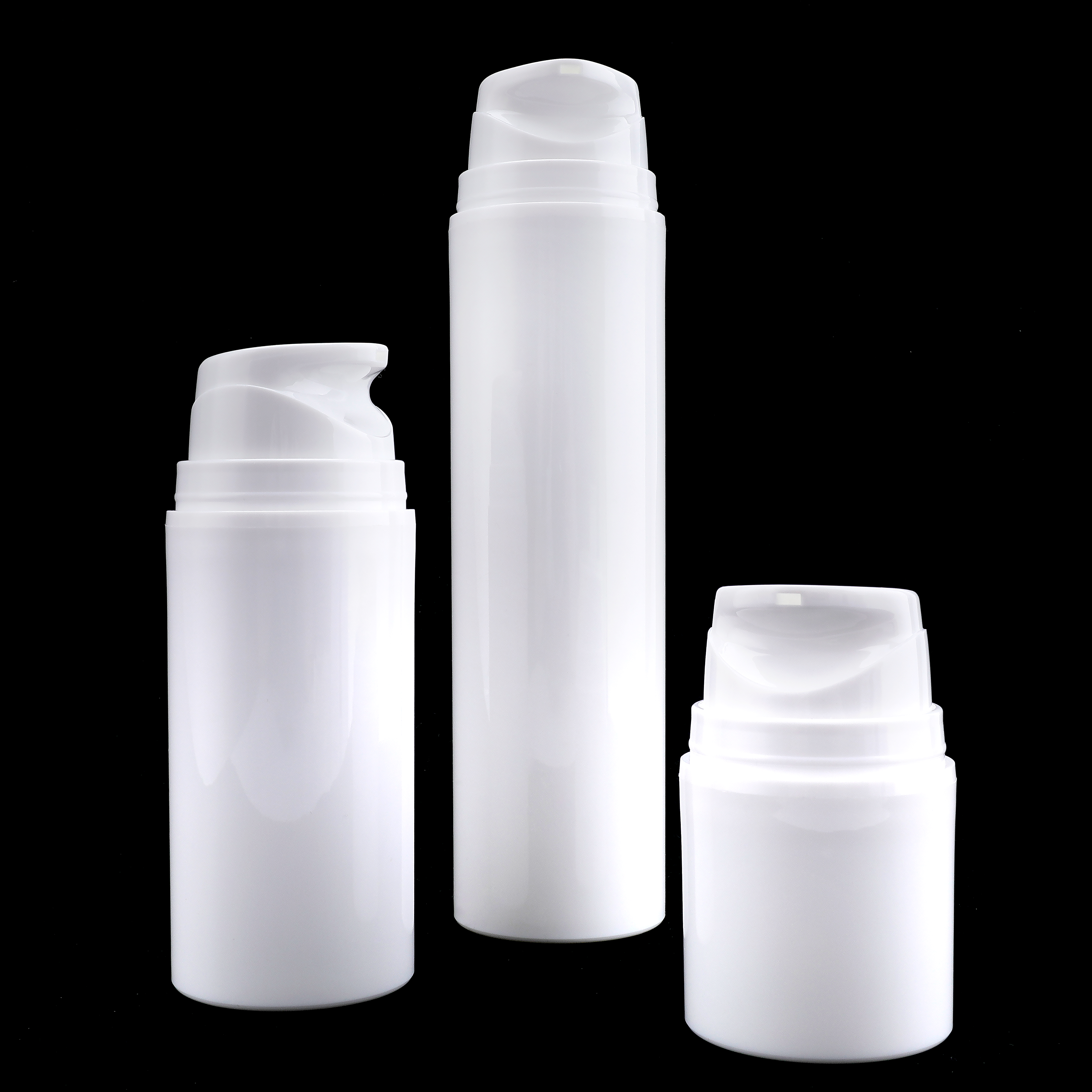 Eco recargable 30ml 50ml 75ml Botella de crema hidratante de prensa de plástico Botellas privadas de aire redondas cosméticas 