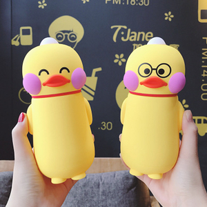 Cute male and female cartoon little Yellow duck glass children's student promotional gift plastic water cup