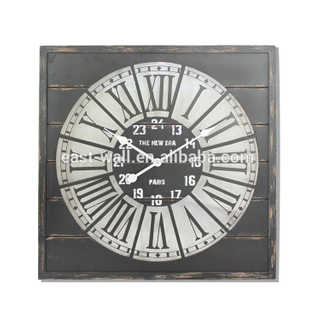 Black Color Antique Wooden Wall Clock One Second Accuracy Square Wall Clock