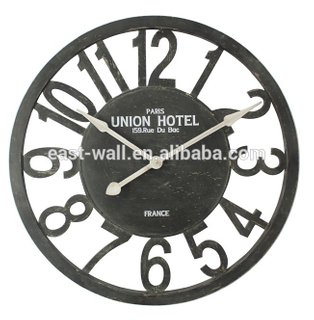 Antique Black Painted MDF Dial Hotel Garden Clock