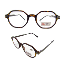 Men's octagonal eyewear for reading plastic frame with metal temple