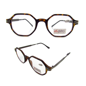 Men's octagonal eyewear for reading plastic frame with metal temple
