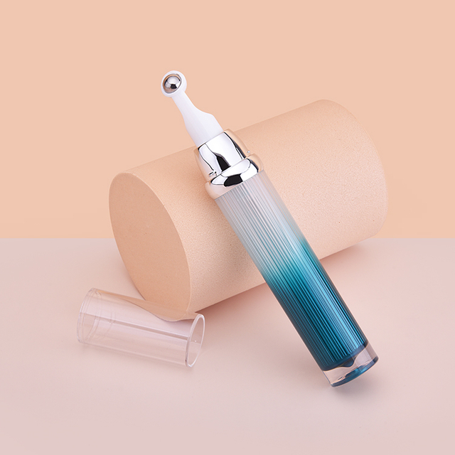 Botella verde de crema de ojos acrílica de plástico, botella aplicadora de crema para ojos, botella de suero de pestañas de 15 ml