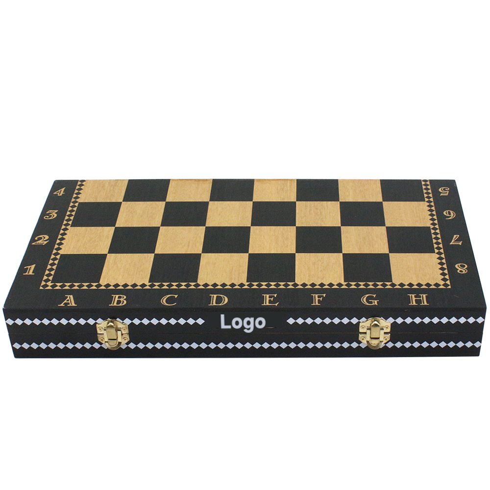16" Wooden magnetic felted chess game set wooden chess board game interior storage chess pieces