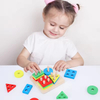 Geometric Wooden Column Children's Educational Toy Cognitive Building Blocks Matching Puzzle Jigsaw Game