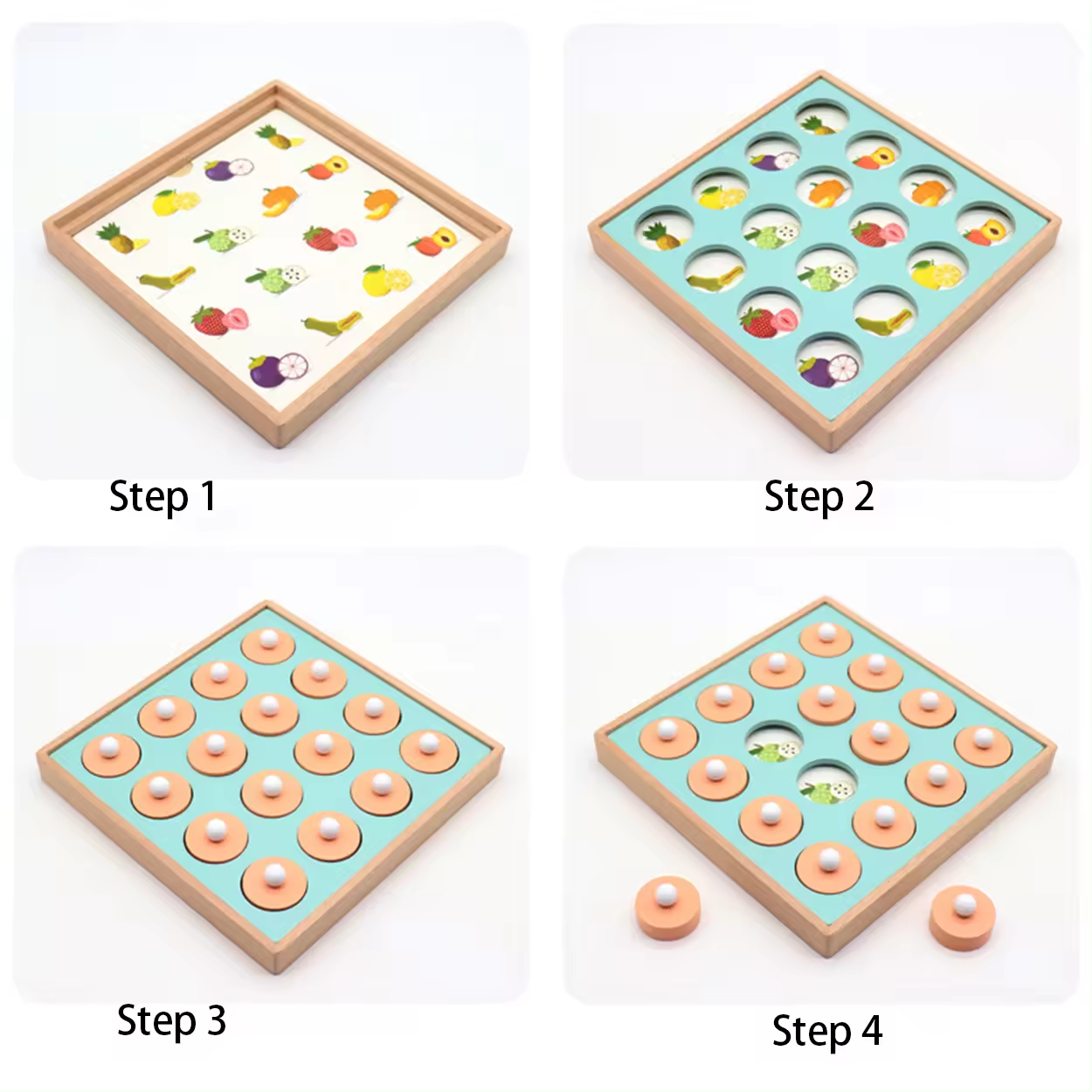 Wooden Memory Match Game 12-Pattern Matching Game for Toddlers Parent Child Interaction Toy Brain Games Montessori+