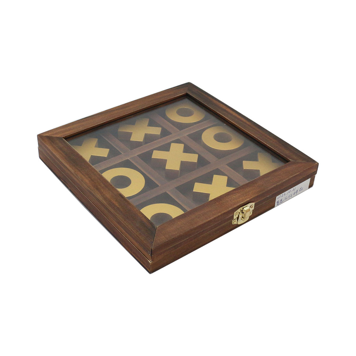  Golden Xs and Os Foldable Travel Set Custom Wooden Board Games XO game Tic Tac Toe Game Set。.