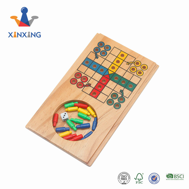 Mini Travel Indoor wooden game Ludo board game for promotion gift Chinese flying chess set.