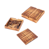  3 Wooden Board Games in 1 Set Education Toy Toe-Coffee Table Decor Wholesale Tic Tac Toe XO Peg Solitaire Double 6 Dominoes.