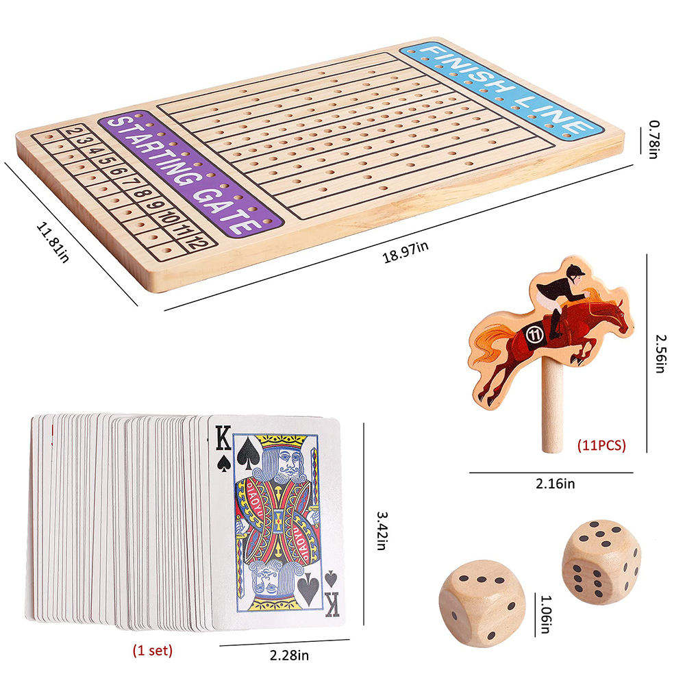 Wood Metal Horses Thickened Finish LINE Large Luxury with Cards Dice Classic Horseracing Game top toys Horse Racing Game Board