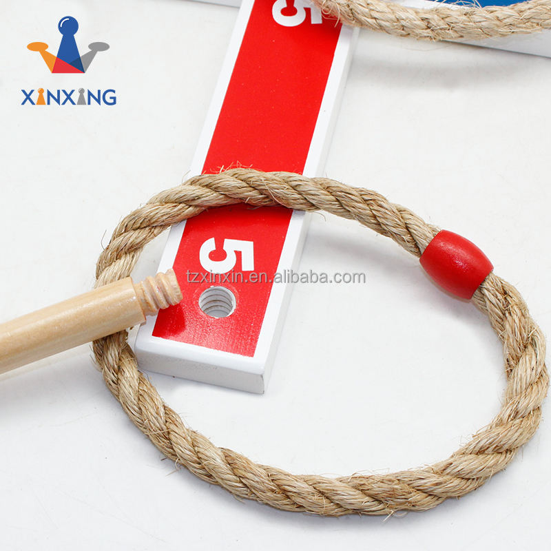 wooden Ring Toss Games For Kids and Outdoor Toys Keep Kids Active - Easy to Assemble and Includes Carry Bag with 5 rope rings。