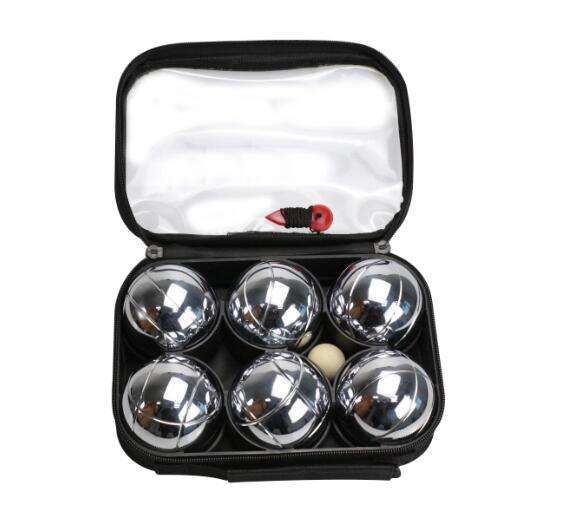 Bocce Ball Set 73mm Petanque Boules French Balls with 8 Silver Balls and Carry Bag for Outdoor Garden Beach Games.