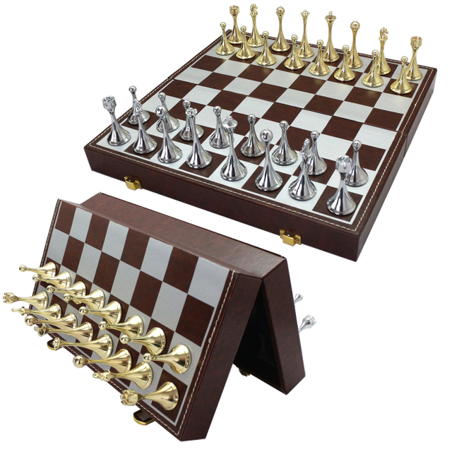  Majestic 12" Magnetic Felted Chess Game Set PU PVC Chess Board Interior Storage Metal Chess Pieces Foldable Chessboard