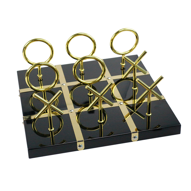 Custom Metal Tic Tac Toe Set Gold 13" x 13".