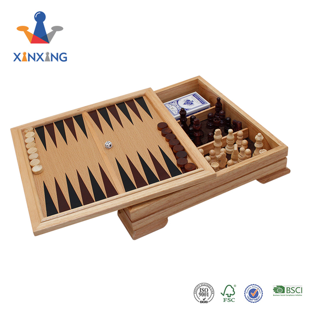Five In One Chess Game Custom Chess What Have Chess Set ,checkers,backgammon,domino,poker,cribbage And Others