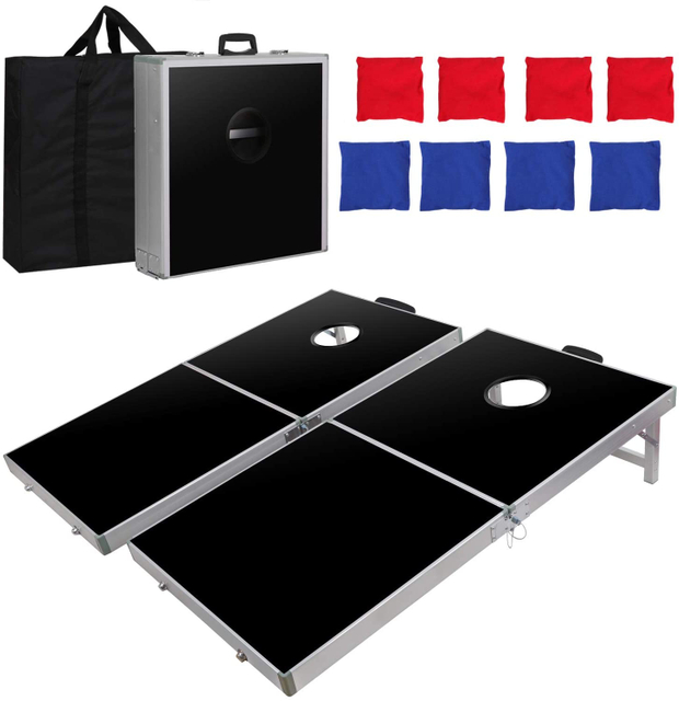 Folding 4ft X 2ft Cornhole Bean Bag Toss Game Set Aluminum W/Carrying Case for Tailgate Party Backyard BBQ