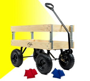 All-terrain Wagon That Transforms into Backyard Games Like Cornhole, Washers,Jenga Yard Dice And Pong! Yard Games On-The-Go Yard Game Center