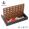 Wood four in a row board game on table for kids