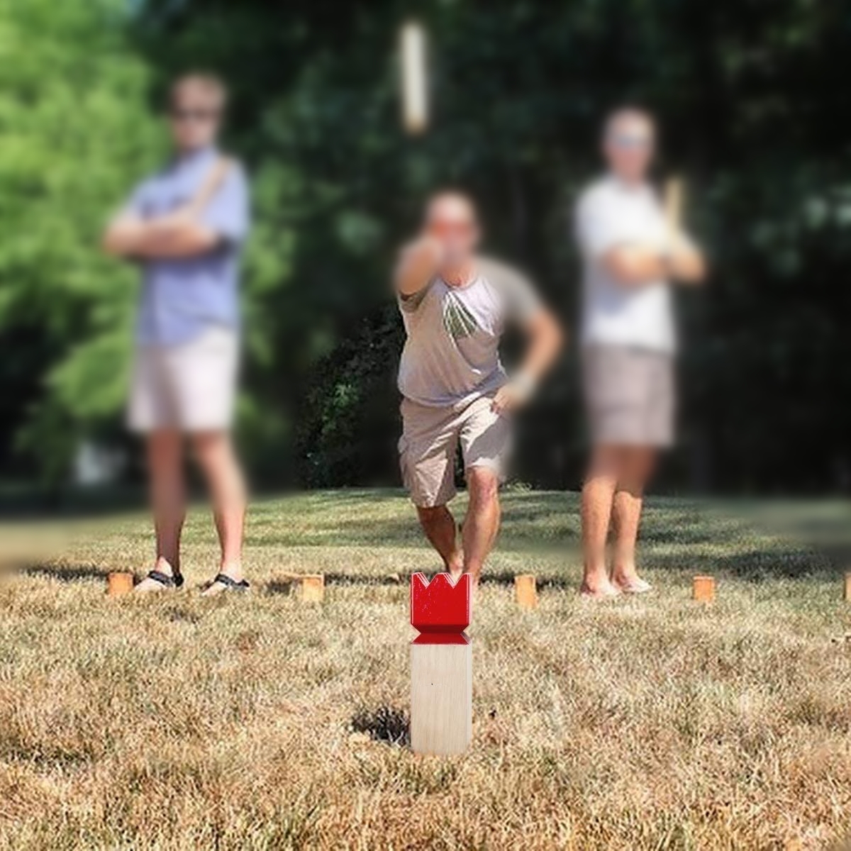 Solid wooden kubb game Viking Chess with Red Head for Outdoor Game