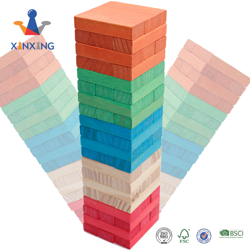 Tabletop Colorful Tumbling Wood Block Tower Wooden Mini Stacking Blocks