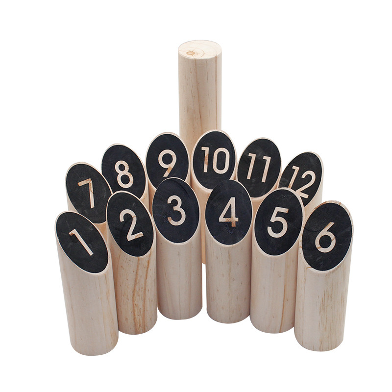 Outdoor Kubb Lawn Skittles Game Viking Games Wooden Number