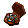 Wooden DND Dice Set Dice Box with Magnetic Lid for Storage 7 Dice Polygonal Sapele Case for D&D