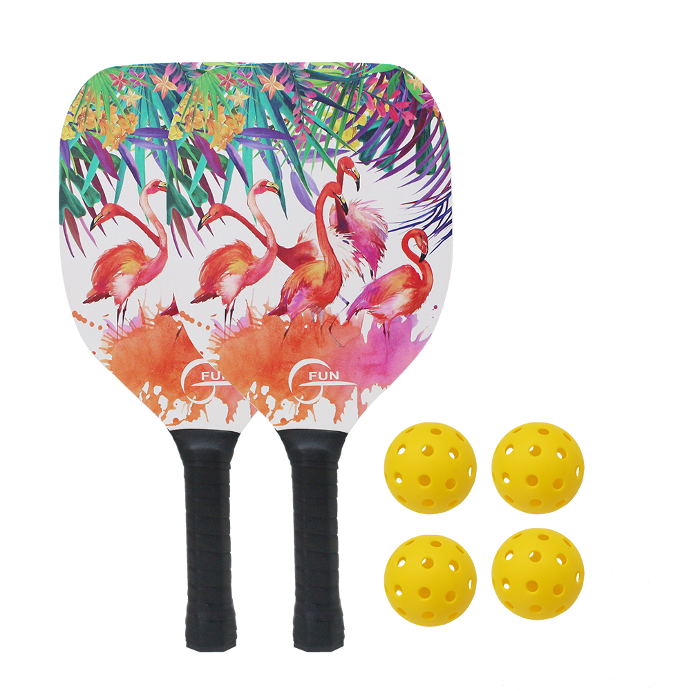 Wholesale Pickleball Paddles Wooden Edgeless Set with 2 Paddles 2 Balls Beginner Racket Pickle Ball Paddles