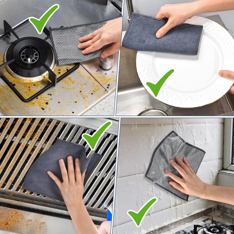 Microfibre Dishcloth de fil en acier anti-rayures (10)