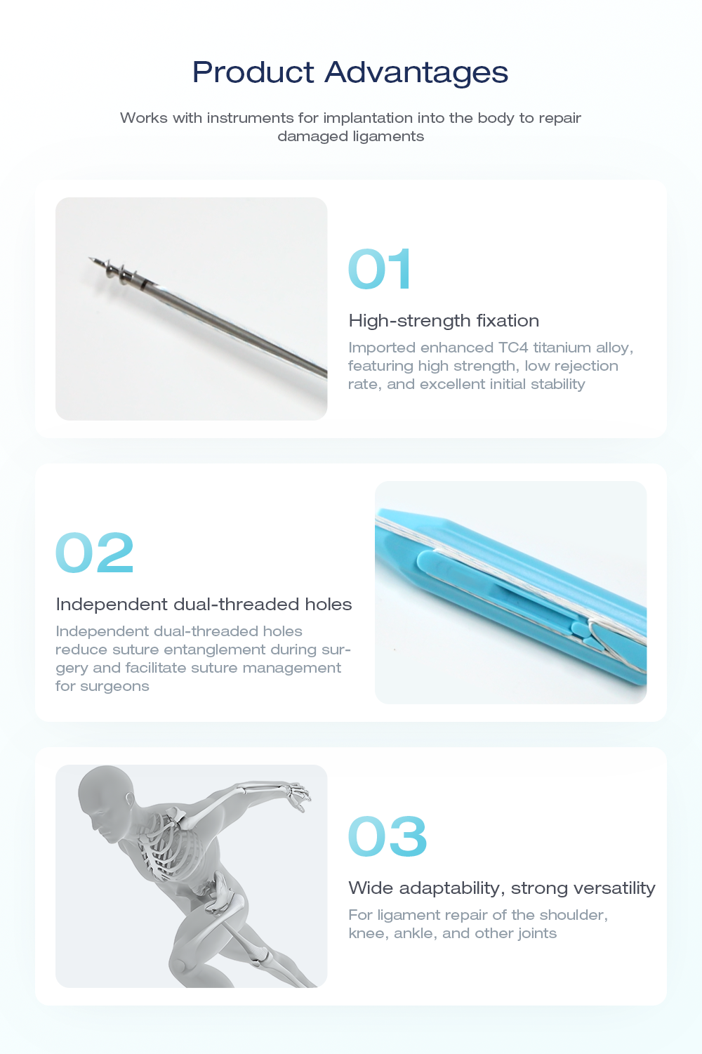 Heleuma Suture Titanium | Hoʻopili Hoʻoponopono Ligament no ka poʻohiwi a me ke kuli | XC Medico