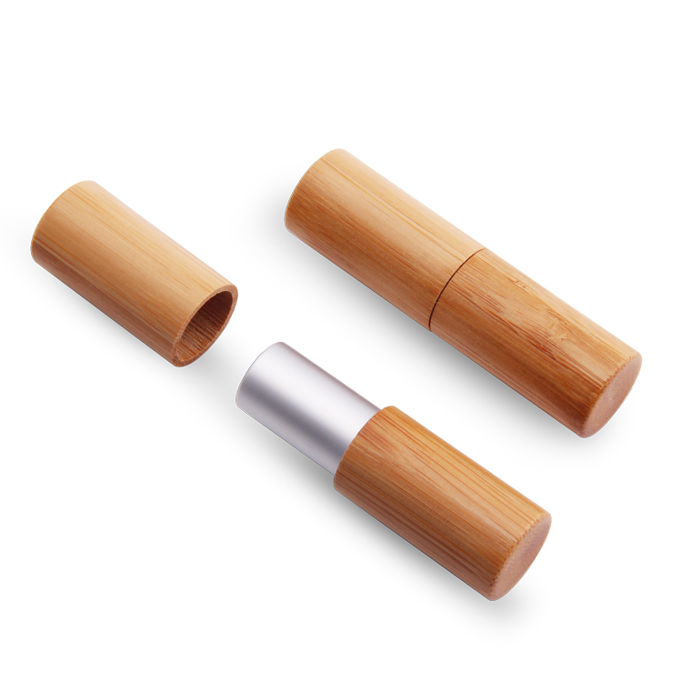 Tubo de bambú de bambú del protector labial del tubo del lustre del labio del envase de bambú de plata vacío de madera vacío