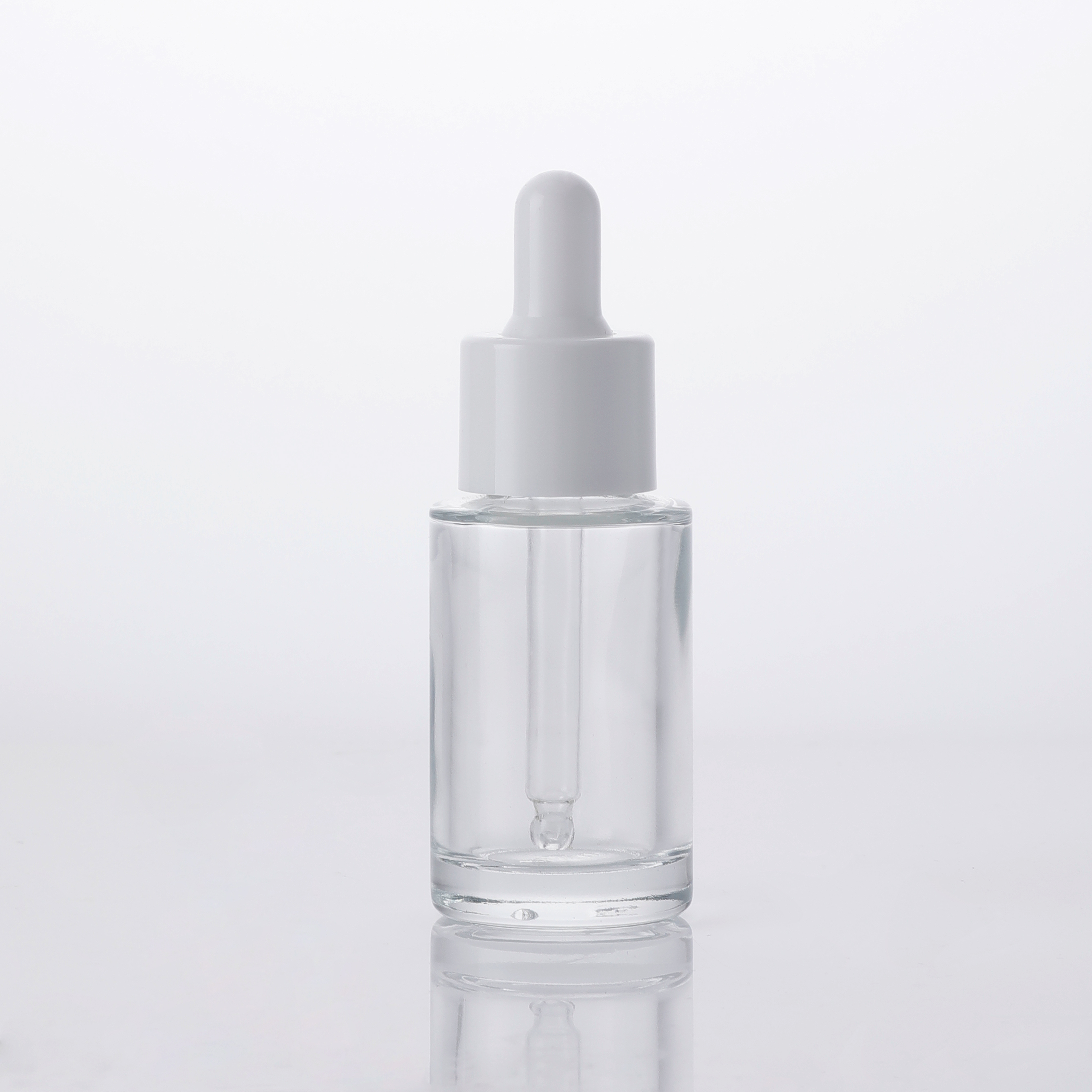 Empaquetado redondo transparente de lujo de la botella del cuentagotas del líquido de cristal del envase cosmético de 10ml 15ml 20ml 