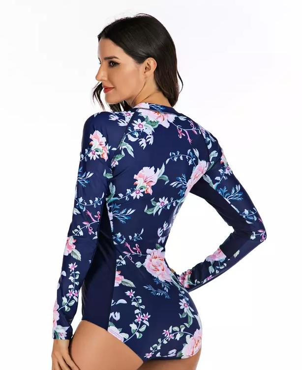 비치웨어 지퍼 긴 소매 여성 원피스 수영복