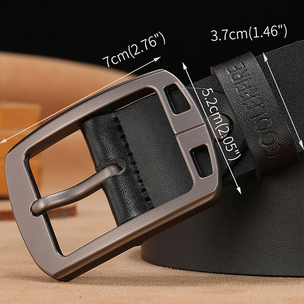 Men's leather pin buckle belt
