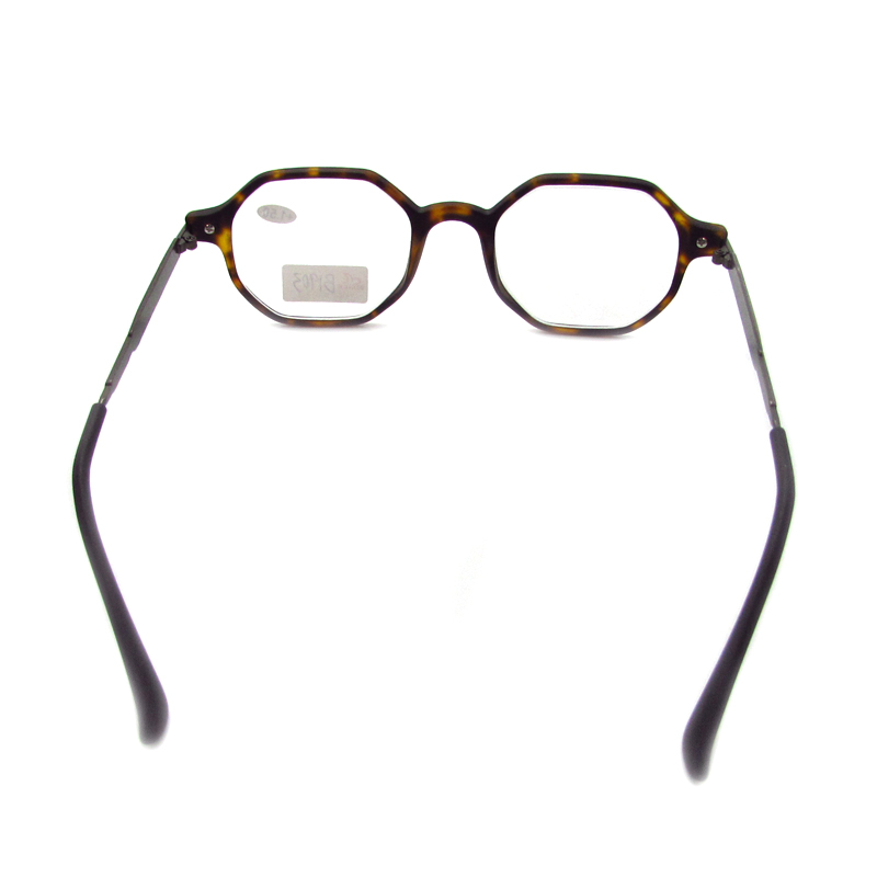 Men's octagonal eyewear for reading plastic frame with metal temple