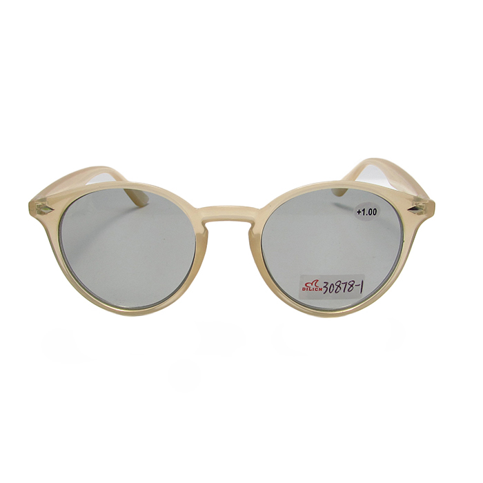 Transparent color frame photochromic bifocal readers glasses