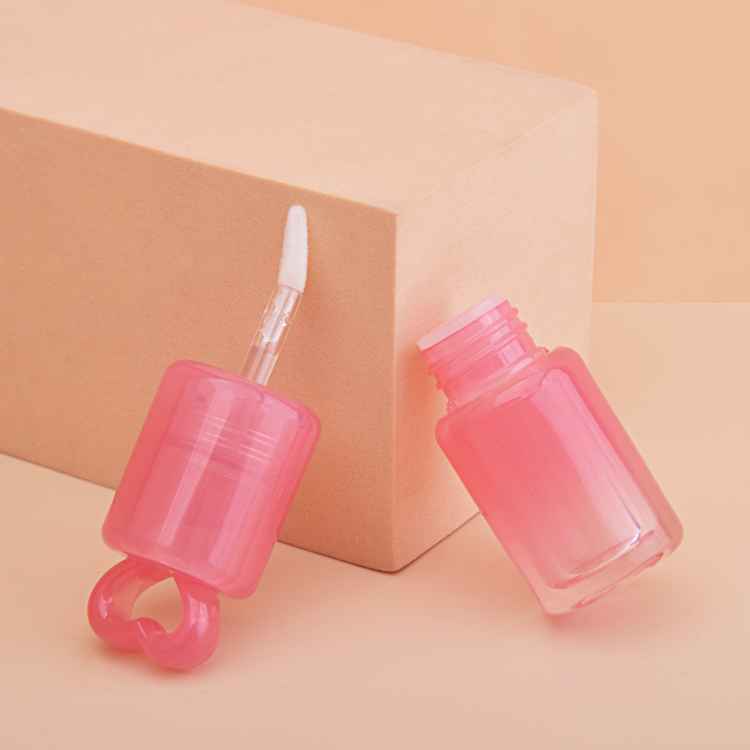 Tubo tamaño pequeño rosado transparente cuadrado personalizado del lustre del labio de la forma del corazón 3ml