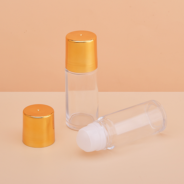 Botella enrollable con tapa dorada de 30 ml y 50 ml