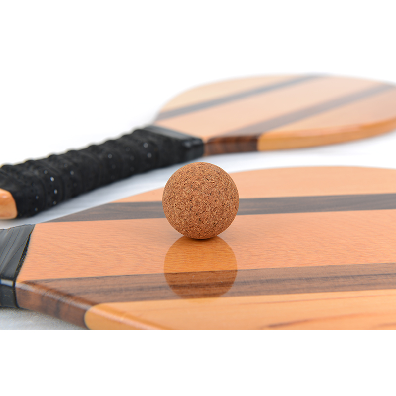  Luxury Wood Beach Paddle Ball Set - 2 Teak Wood Paddle Rackets, 2 White Beach Paddleballs, and 1 Carry Bag (White)